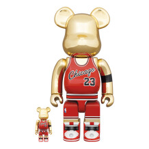 *Original* Be@rbrick: NBA: Chicago Bulls: Michael Jordan: Rookie Jersey (1985) (Gold / Chrome) (Set) (100% & 400%), (598567)