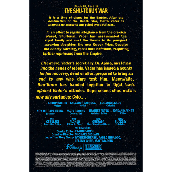 Комикс Marvel. Star Wars. Darth Vader. Book III. The Shu-Torun War. Part 3. Volume 1. #18, (812181) 2
