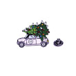 Металлический значок (пин) Pink Car with Christmas tree, (11186)