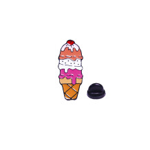 Металлический значок (пин) Ice Cream with three Scoops (orange, white, pink), (111950)