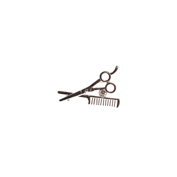 Металевий значок (пін) Hairdressing Scissors and Brush (gold), (11332)