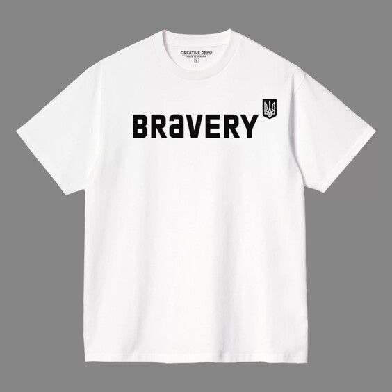 Футболка Creative Depo: «Bravery» (XL) (белая), (981315)